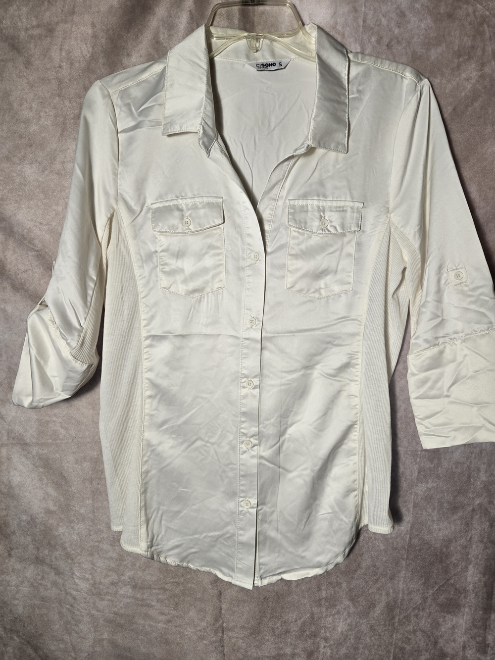 Women's Cream Button-Front Shirt - Classic Collared Top